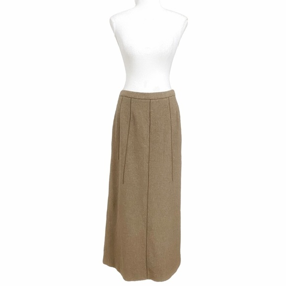 𝅺RHAPSODIE DE WEINBERG BEIGE BROWN WOOL CASHMERE BLEND MAXI SKIRT - 46IT (L) - Picture 1 of 12